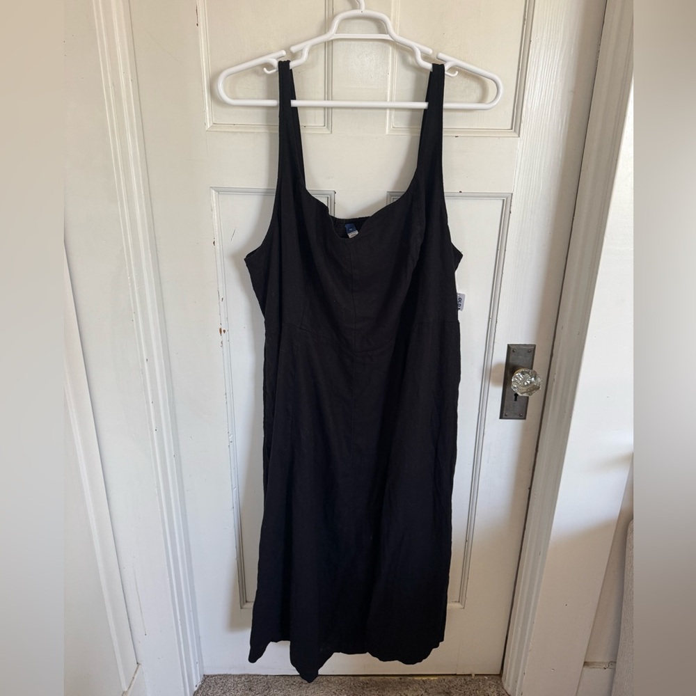 NWT Old Navy black linen blend midi dress size 4x